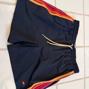 Aviator Nation Kids Shorts - Black with Red and Orange Stripes